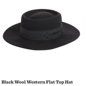 New Wool Western Flat Top Hat